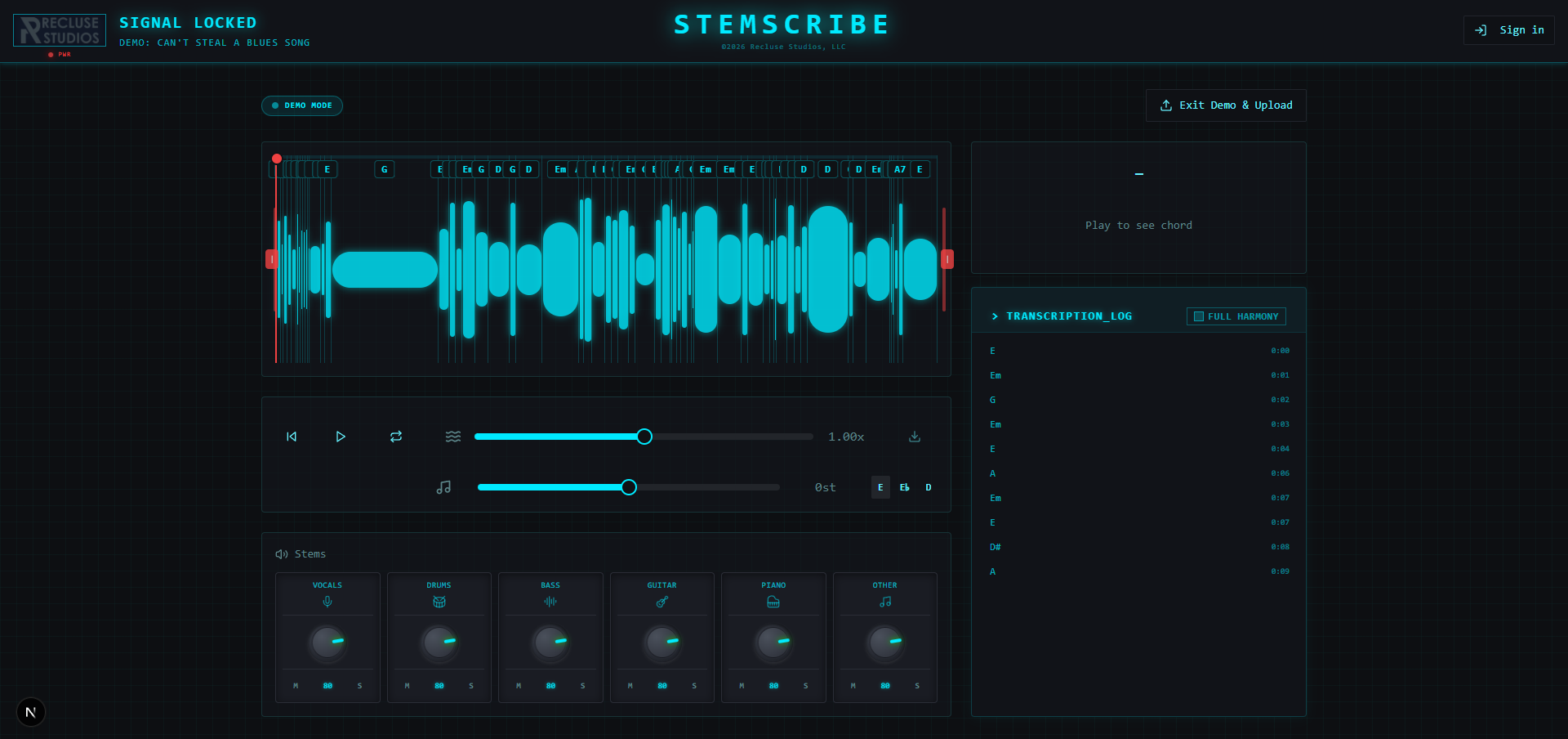 StemScribe Analysis View